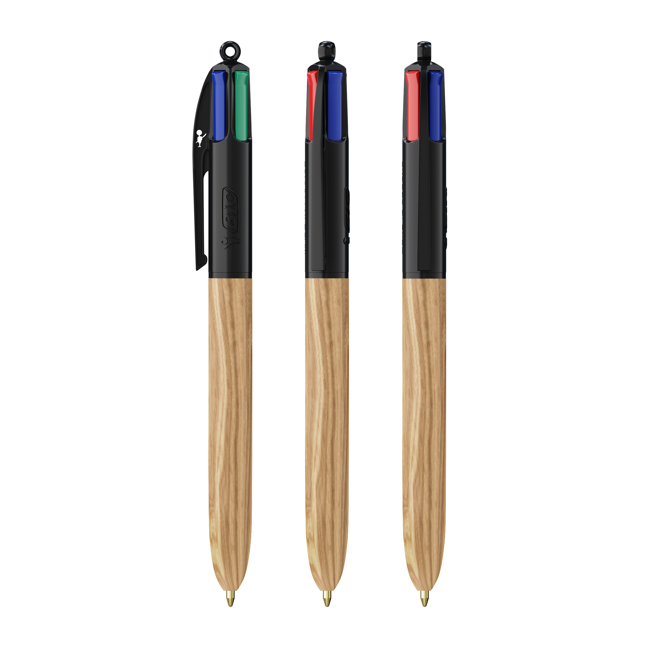 Stylo-bille 4 Couleurs personnalisé BIC® Wood Style Noir - bois naturel